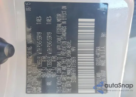 2015 Toyota Highlander Limited z USA, uszkodzony, nr VIN 5TDDKRFH7FS179978